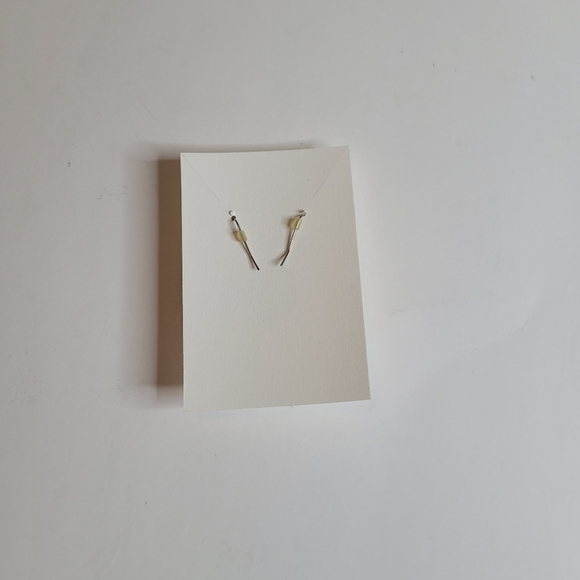 Blush Pink and Yellow Tear Drop Pear Dangle Iridescent Pierced Hook Earrings - Picture 6 of 6